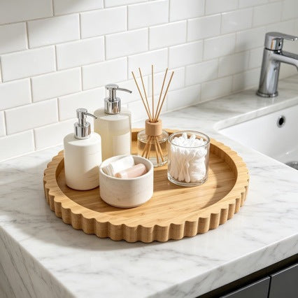 Feneri Floral Wooden Decorative Tray