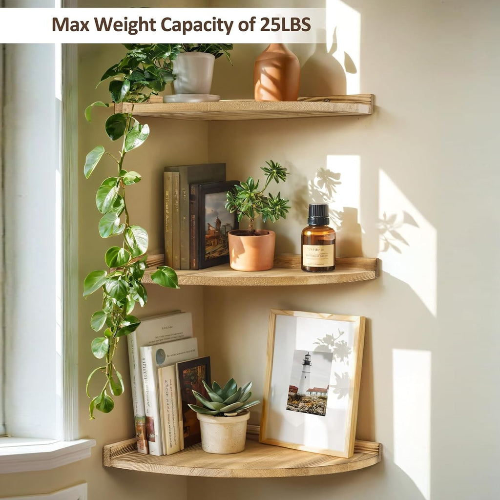 Feneri Wooden Corner Wall Shelf